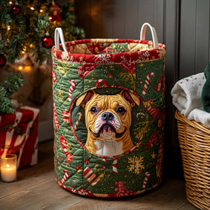 Jolly Bulldog Quilted Laundry Basket Summer Merch Vibes