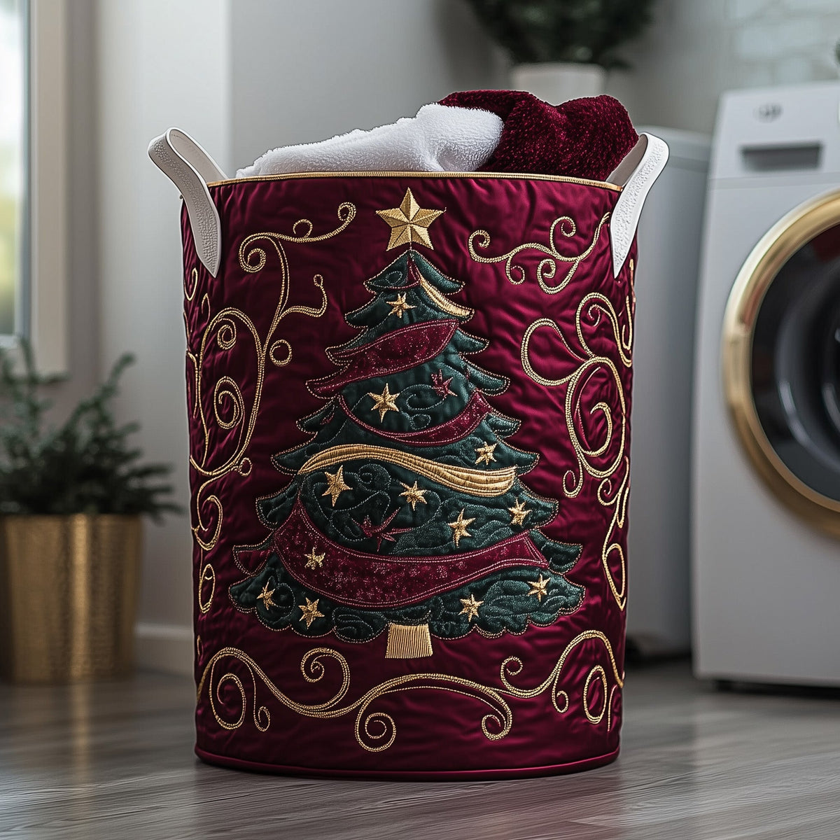 Jolly Pine Quilted Laundry Basket Perfect Gift For Your House