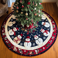 Jolly Snowman Delight Christmas Quilted Tree Skirt Christmas Tree Skirt Gift That Brings Joy
