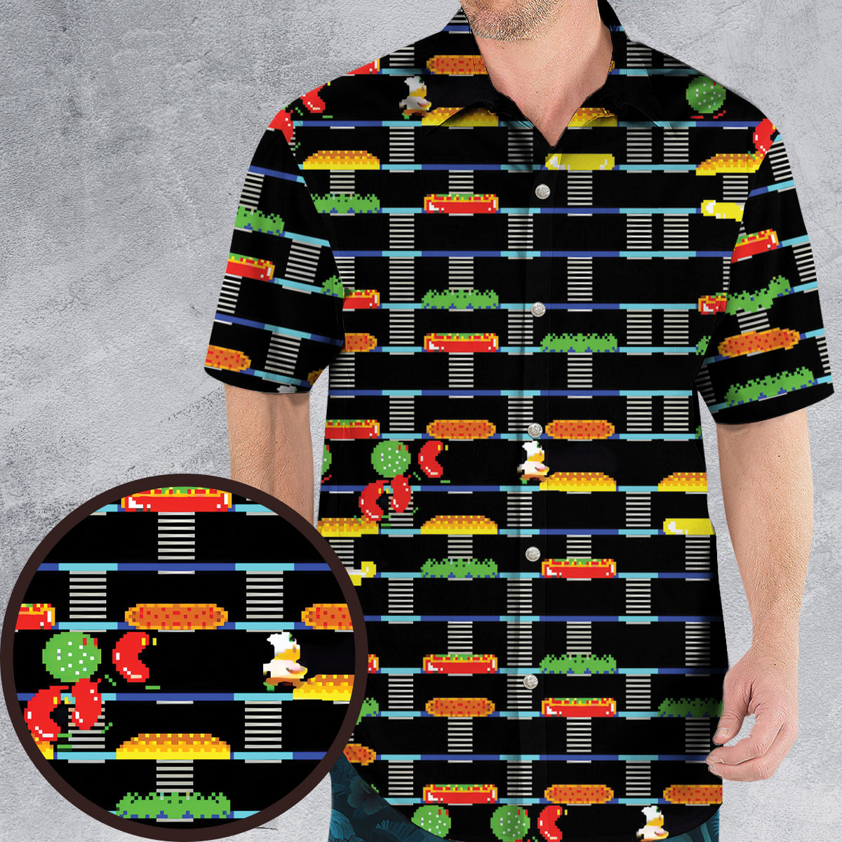 BurgerTime Arcade Game Hawaiian Shirt