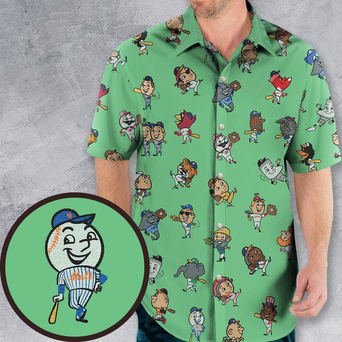 Baseball Mascot Pattern Hawaiian Shirt