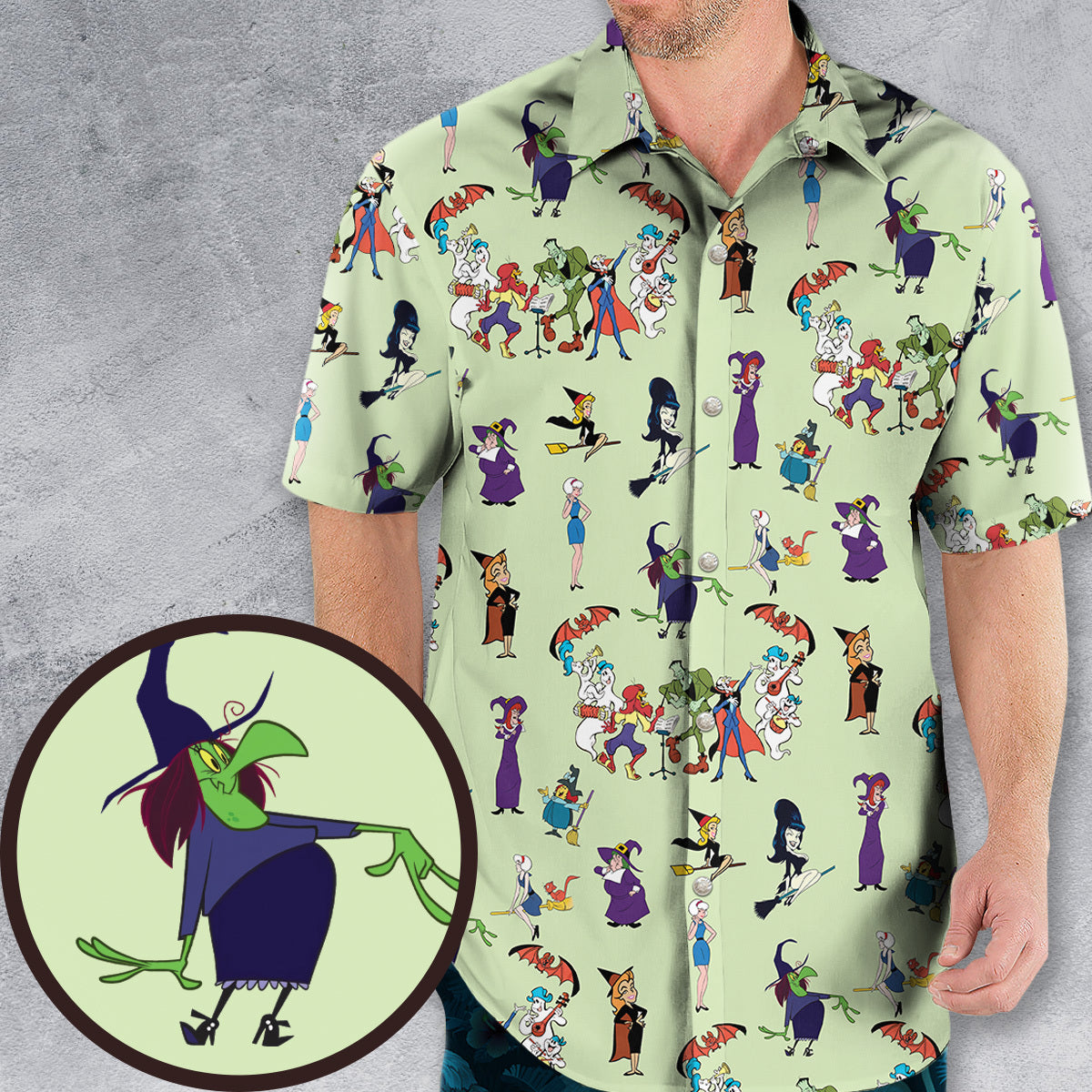 70s Witches Cartoon Characters Hawaiian Shirt