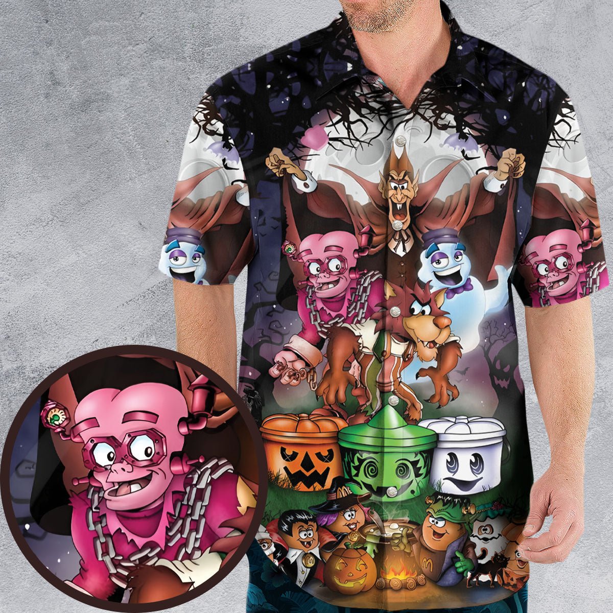 Halloween Food Mascot Themed Hawaiian Shirt