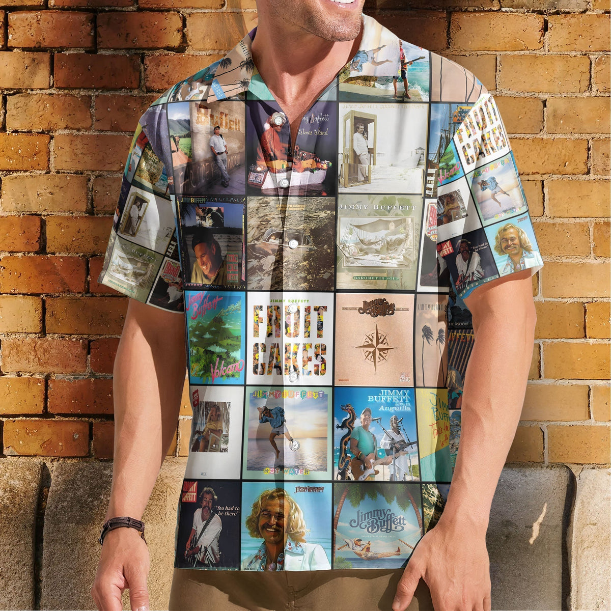 Jimmy Buffet Inspried Unisex Hawaiian Shirt Albums Collection Print Button-Up