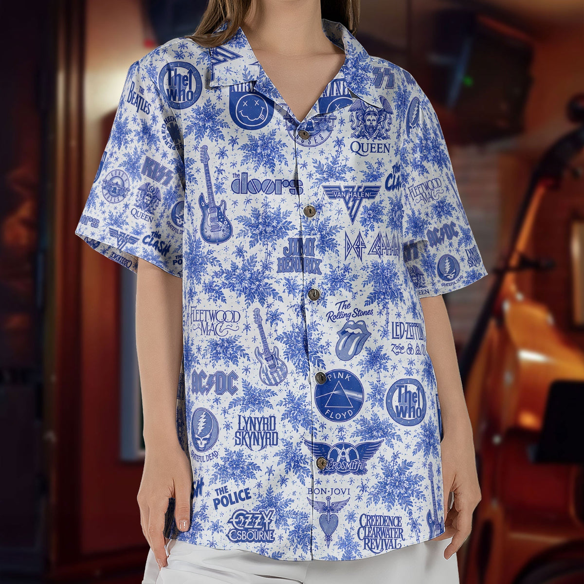 Classic Rock Legends Hawaiian Shirt Beatles Pink Floyd Nirvana Aloha Shirt Retro Music Unisex Shirt