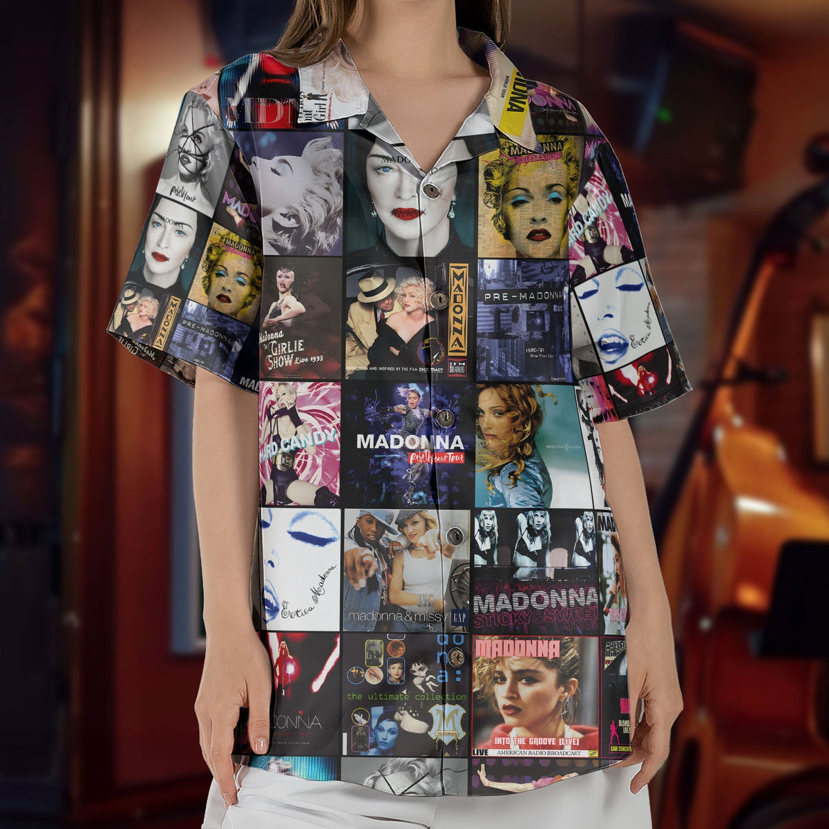 Madonna Album Collage Hawaiian Shirt Retro Music Album Art Inspired Shirt