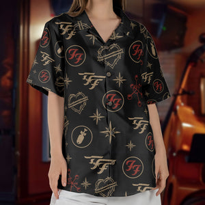 Foo Fighters Rock Icon Graphic All-Over Print Hawaiian Shirt Retro Music Album Art Inspired Unisex Shirt