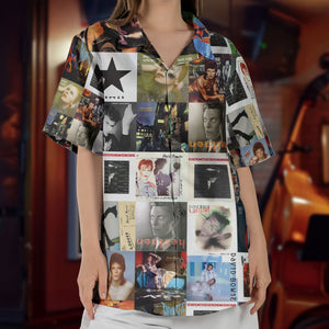 David Bowie Album Collage Hawaiian Shirt Bowie Retro Album Art Inspired Shirt