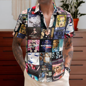 Madonna Album Collage Hawaiian Shirt Retro Music Album Art Inspired Shirt