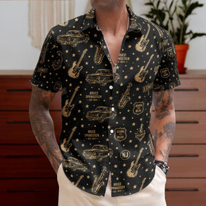 Bruce Springsteen Born to Run All-Over Print Hawaiian Shirt Retro Music Album Art Inspired Shirt