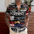 Famous Rock Music Bands Collage Hawaiian Shirt Retro Music Album Art Inspired Unisex Shirt