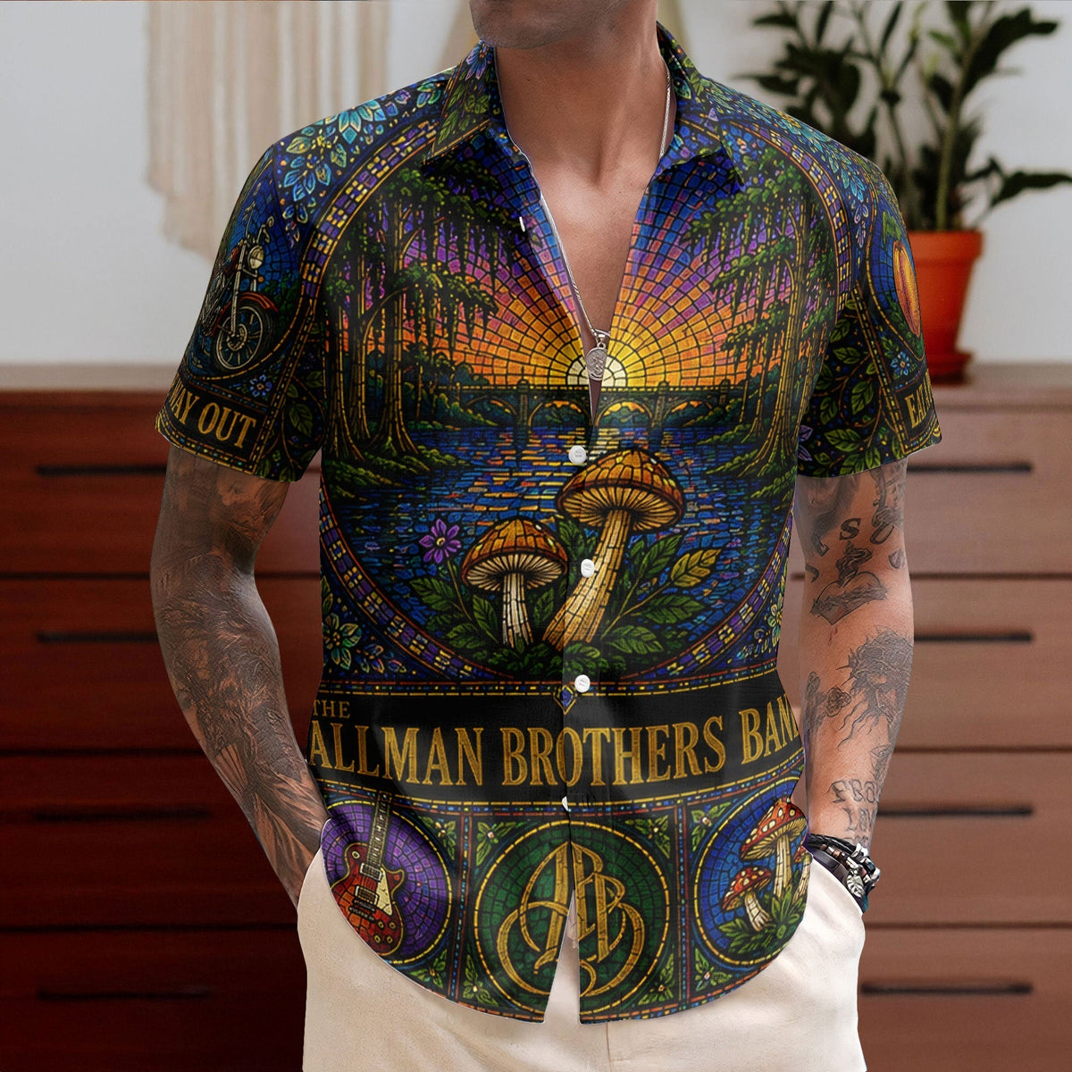 The Allman Brothers Band Hawaiian Shirt - Unisex Psychedelic Mushroom Summer Button Up