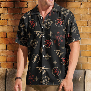 Foo Fighters Rock Icon Graphic All-Over Print Hawaiian Shirt Retro Music Album Art Inspired Unisex Shirt