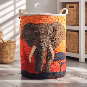 Majestic Elephant Quilted Laundry Basket Merch For Home And Living