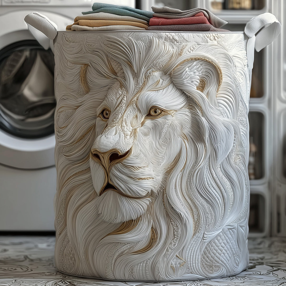 Majesty Lion Quilted Laundry Basket Gftonl6312 Perfect Gift For Apartment Living