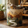 Meadow Trail Quilted Laundry Basket Thanksgiving Merch Gift