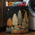 Midnight Autumn Forest Quilted Laundry Basket Christmas Merch Gift