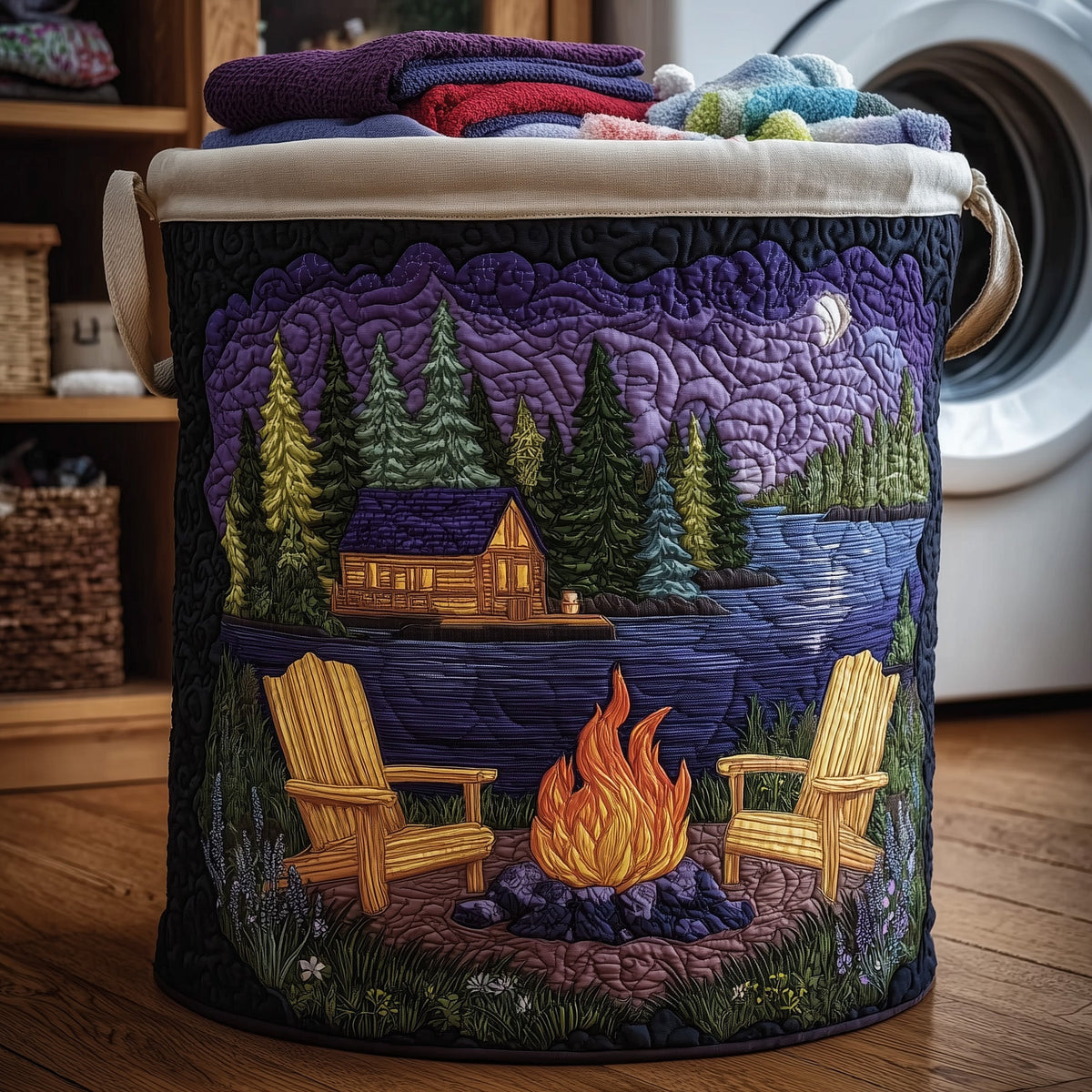 Midnight Harmony Quilted Laundry Basket Top Choice For Housewarming