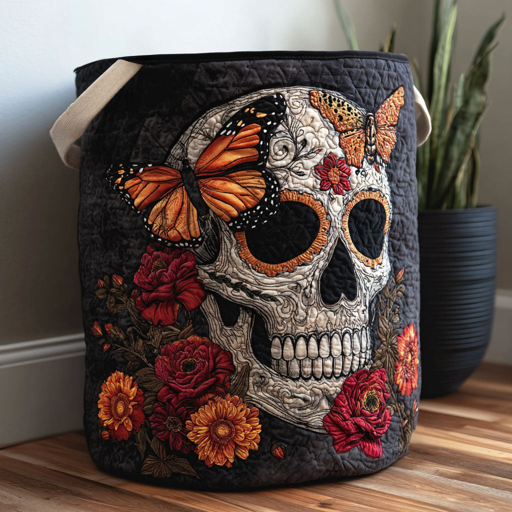 Midnight Skull Quilted Laundry Basket Valentine’s Day Merch Gift