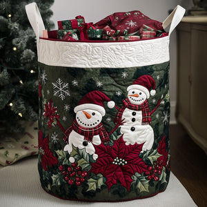 Mistletoe Frost Quilted Laundry Basket Father’s Day Merch Gift