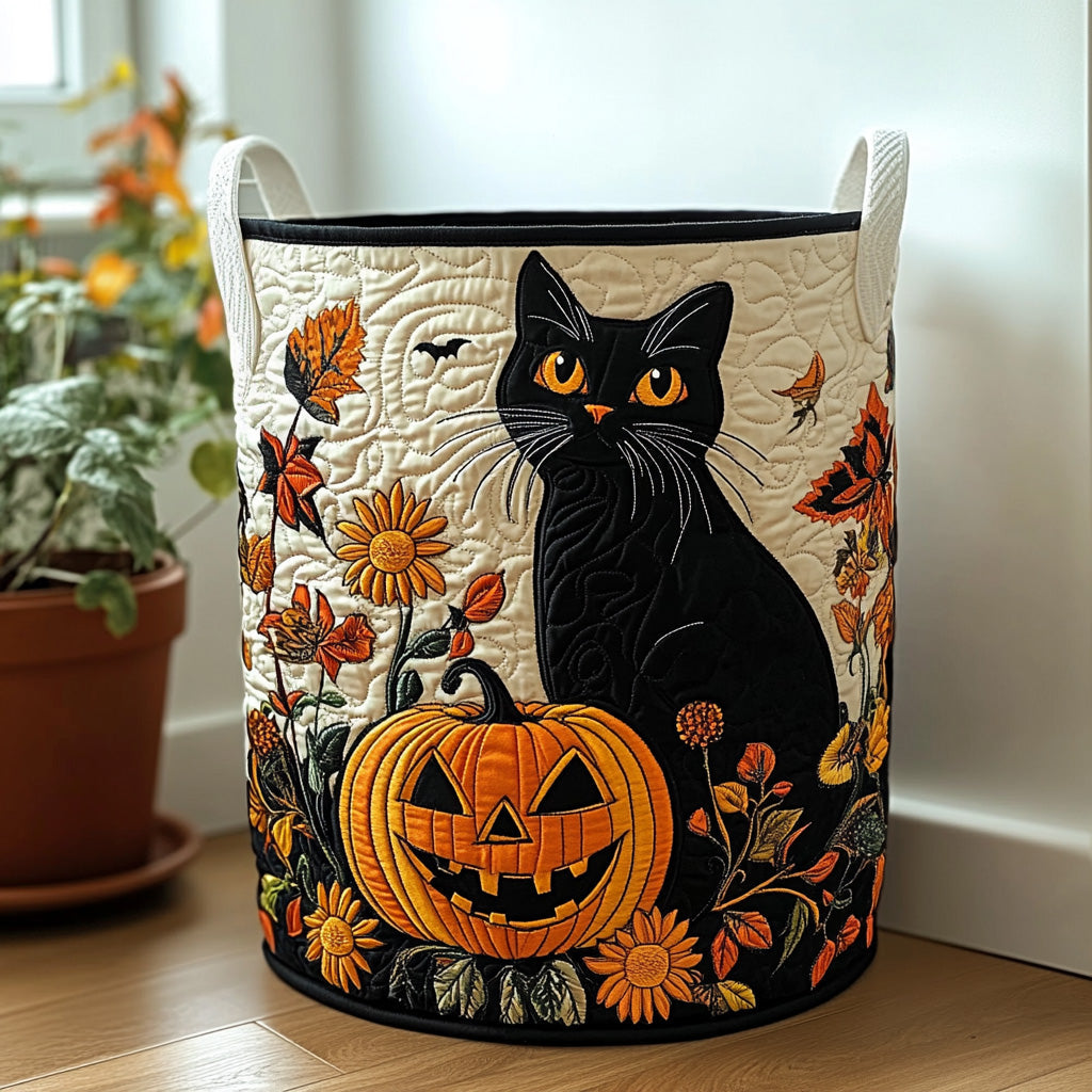 Moonlit Mischief Quilted Laundry Basket Thanksgiving Merch Gift