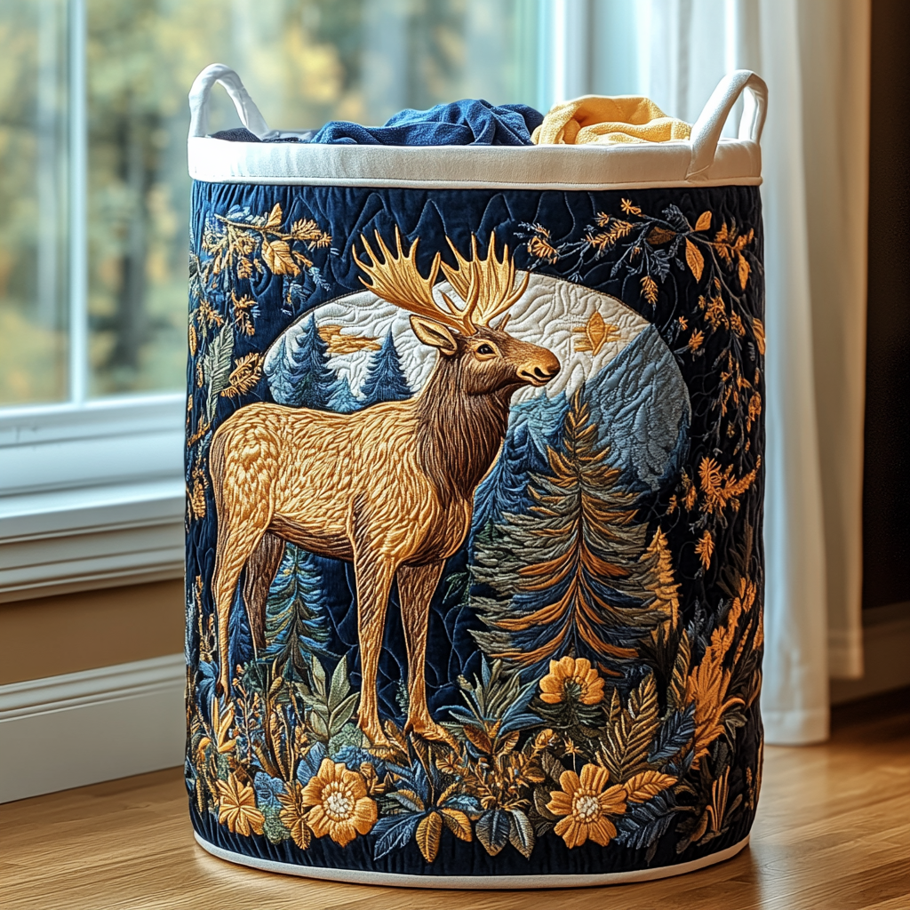 Moose Haven Quilted Laundry Basket Merch For Him