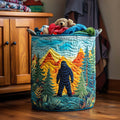 Mountain Trail Sasquatch Quilted Laundry Basket Halloween Merch Gift