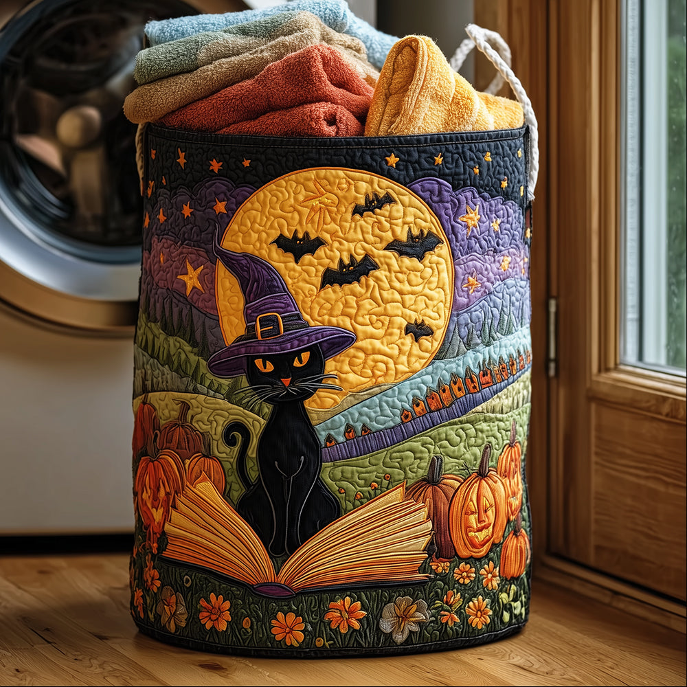 Mystic Witchcat Quilted Laundry Basket Spring Merch Pick