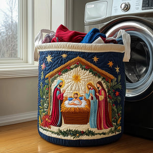 Nativity Scene Quilted Laundry Basket Perfect Birthday Gift Idea