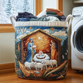 Nativity Scene Quilted Laundry Basket Perfect Gift For College Dorm