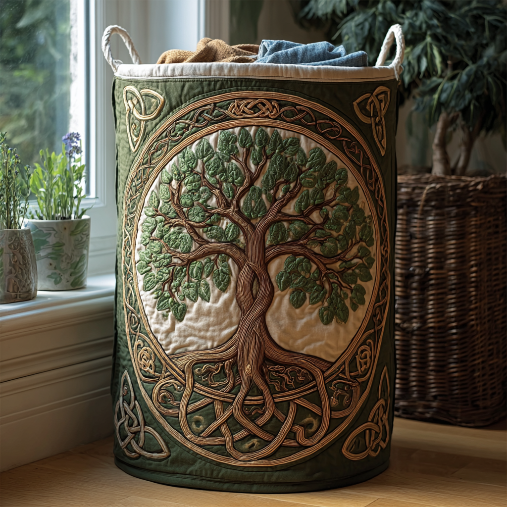 Nature Roots Quilted Laundry Basket Spring Merch Pick