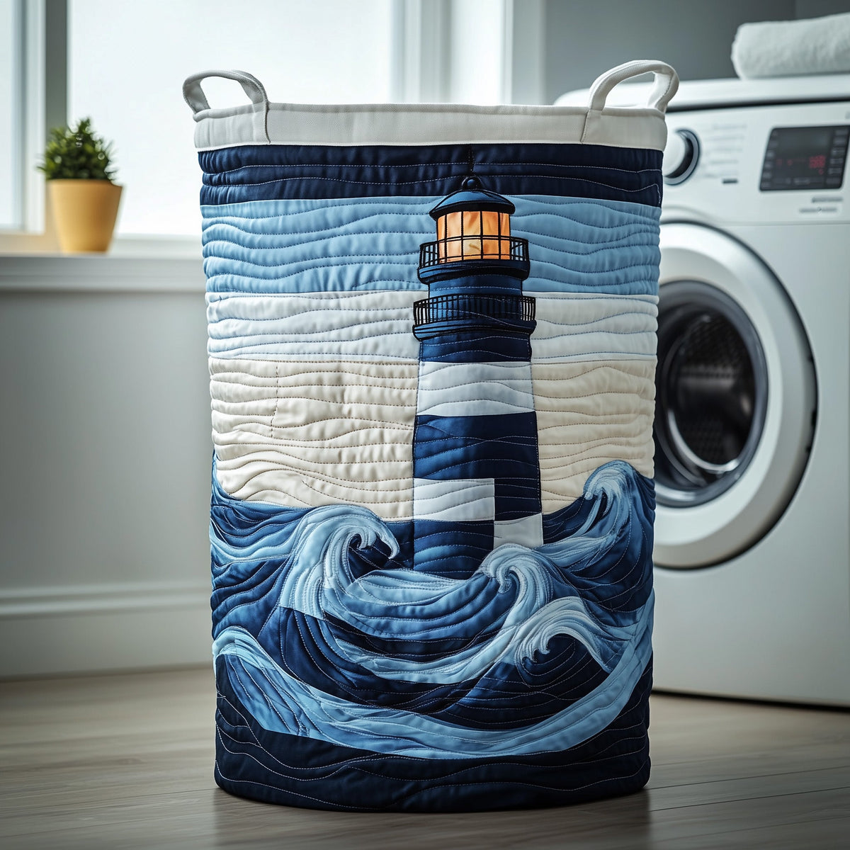 Nautical Lighthouse Quilted Laundry Basket Gift Idea For Busy Families