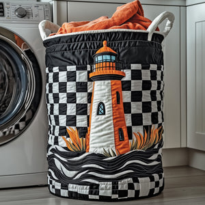 Nautical Lighthouse Quilted Laundry Basket Merch For Family Time