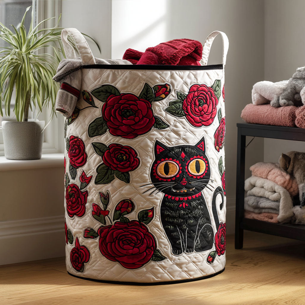 Nine Lives In Bloom Quilted Laundry Basket Thanksgiving Merch Gift