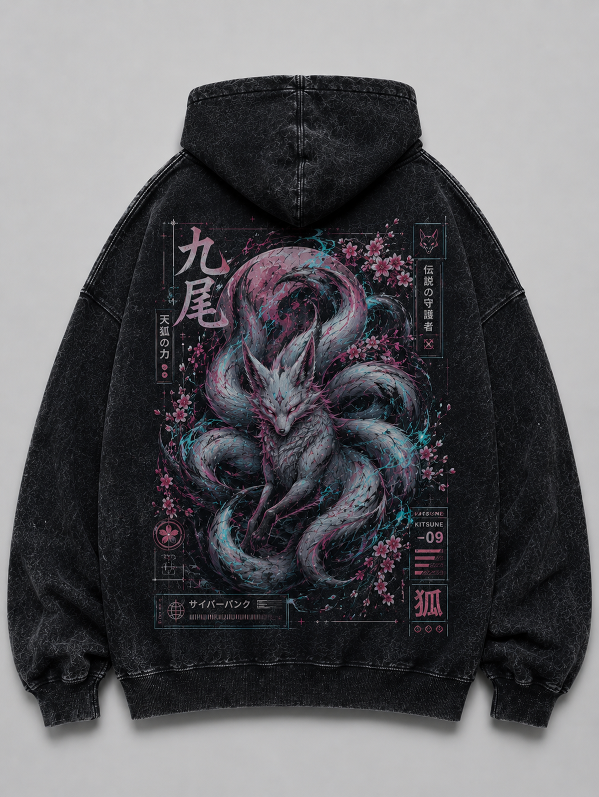 Nine Tailed Kitsune Japanese Inspired Oversized Hoodie