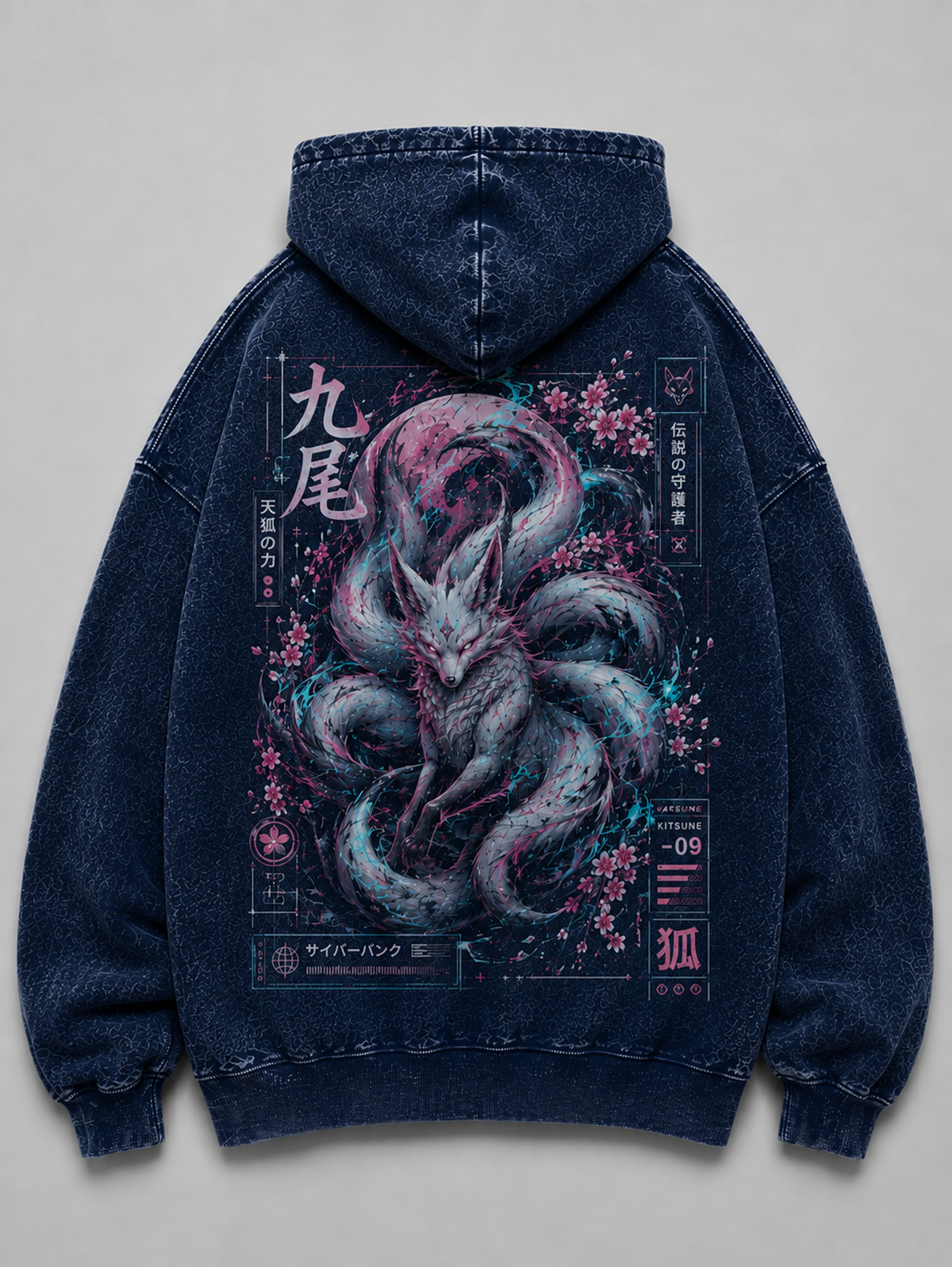 Nine Tailed Kitsune Japanese Inspired Oversized Hoodie