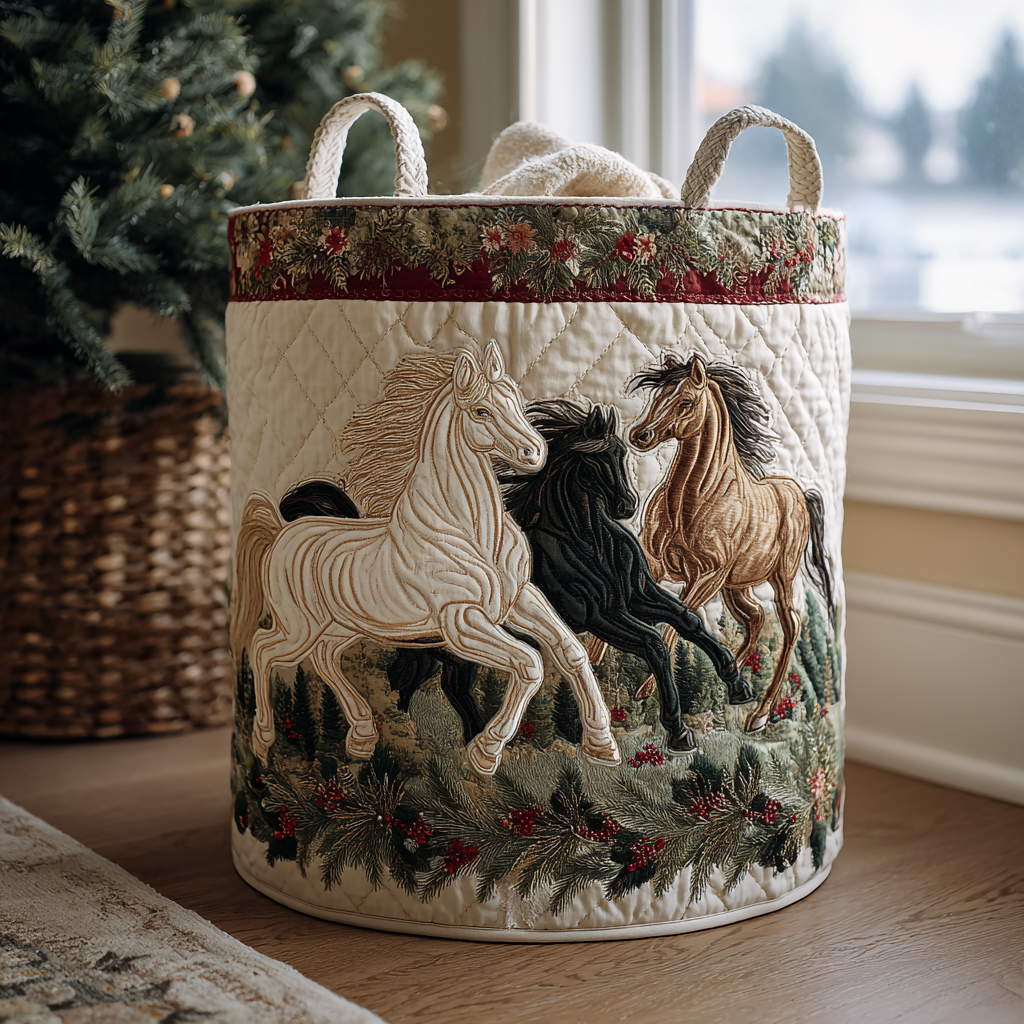 Noble Horse Quilted Laundry Basket Perfect Birthday Gift Idea