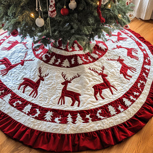 Noel In The Pines Quilted Christmas Tree Skirt Festive Christmas Tree Skirt for Holiday Decor