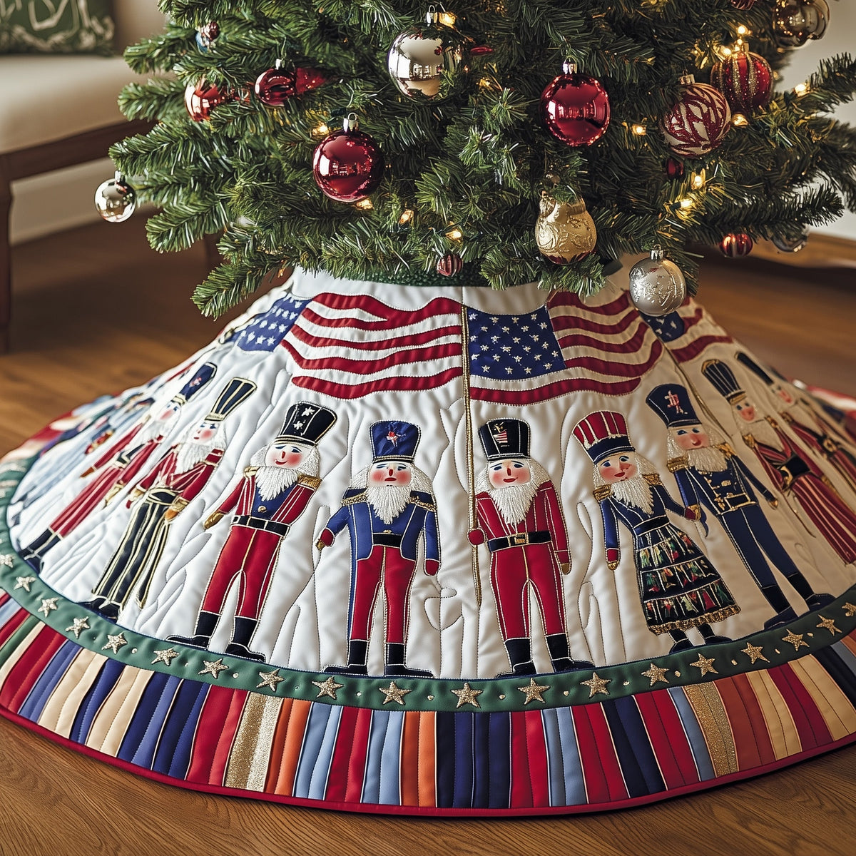 Nutcracker Guard Quilted Tree Skirt Cozy Tree Skirt For Holiday Decor