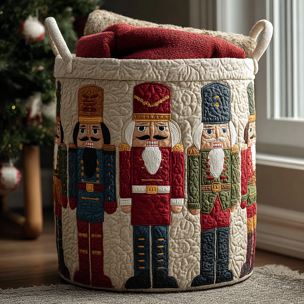 Nutcracker Joy Quilted Laundry Basket Anniversary Merch Gift Birthday Merch Gift