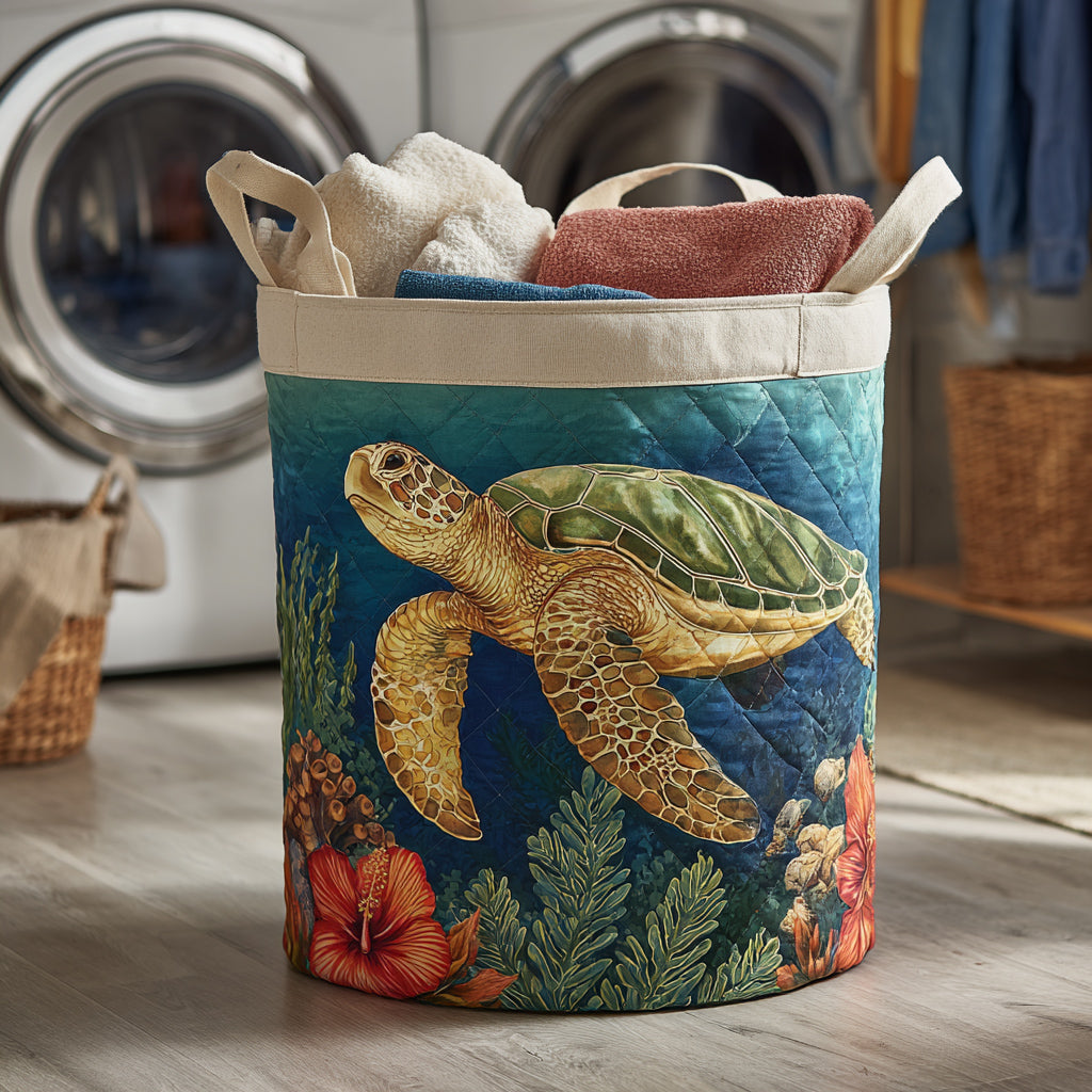 Ocean Turtle Deep Quilted Laundry Basket Everyday Merch Choice