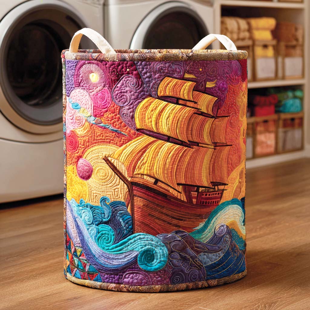 Ocean Voyage Quilted Laundry Basket Merch For Dad