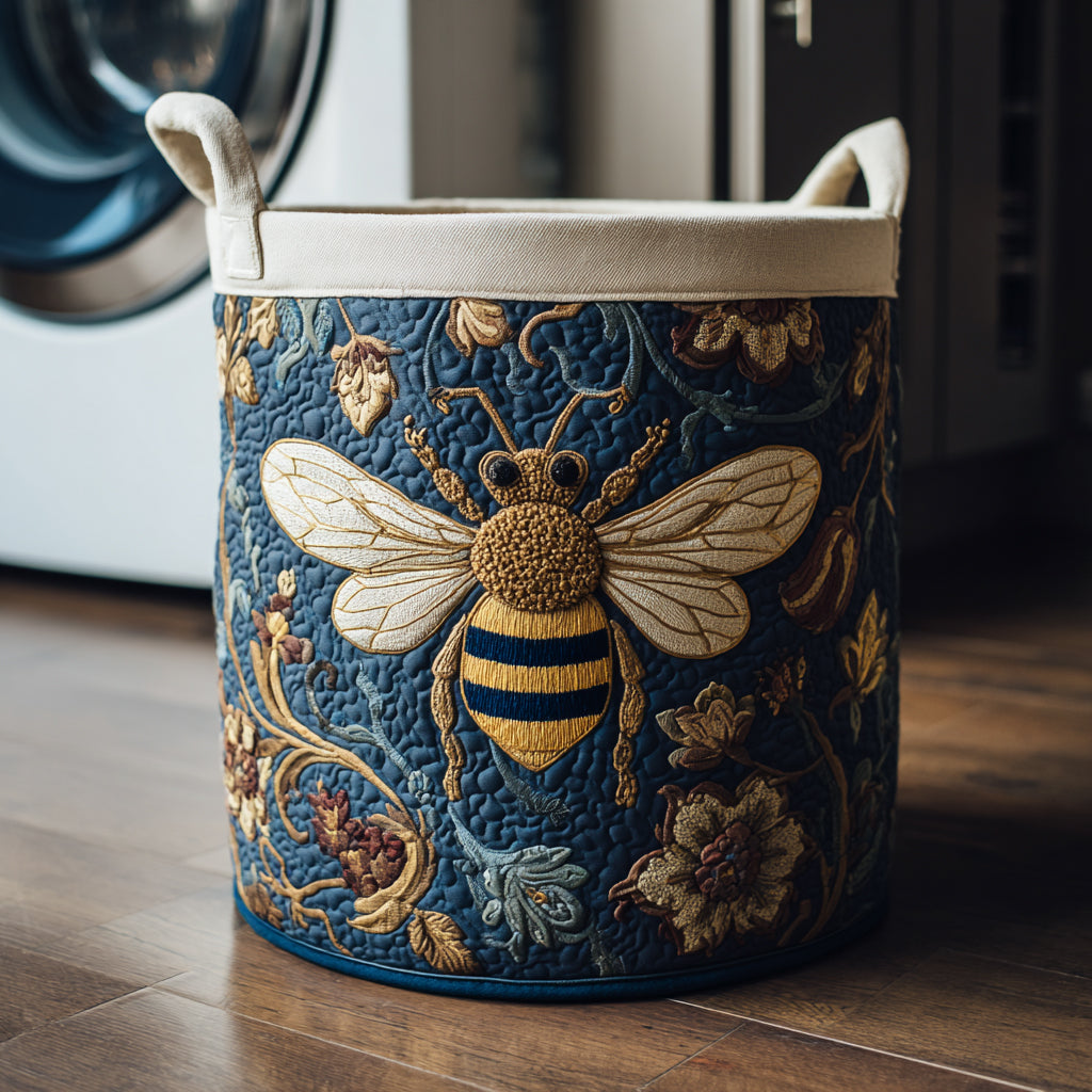 Ornate Bee Quilted Laundry Basket Merch For Her