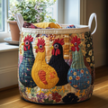 Patchwork Hens Quilted Laundry Basket Top Choice For Housewarming