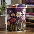 Patchwork Petals Quilted Laundry Basket Holiday Merch Gift