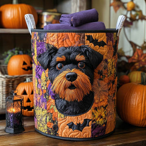 Patchwork Schnauzer Quilted Laundry Basket Everyday Merch Choice