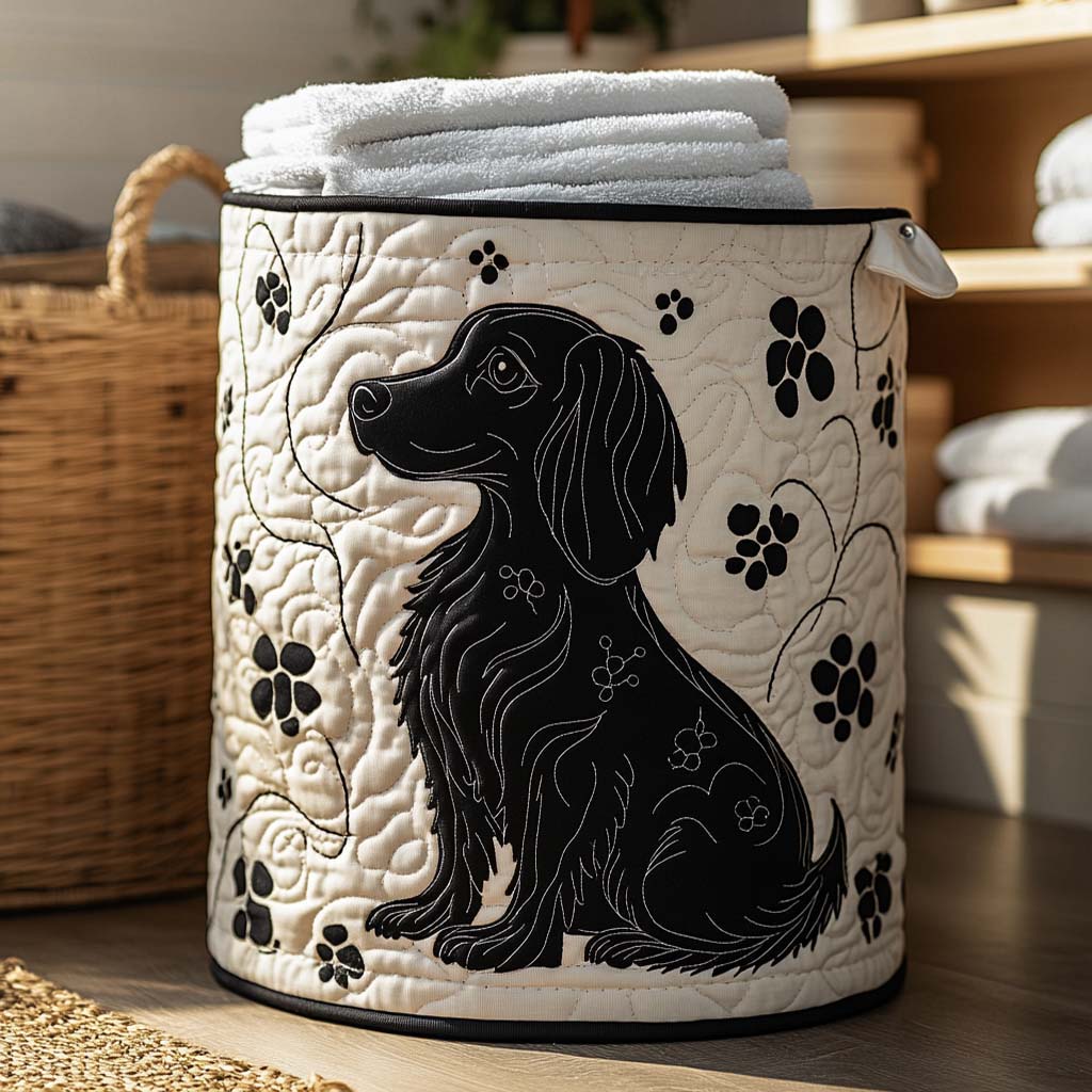 Pawprint Spaniel Quilted Laundry Basket Merch For Cozy Nights
