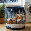 Peaceful Snow Village Quilted Laundry Basket Gftohd10328 Merch For Family Time