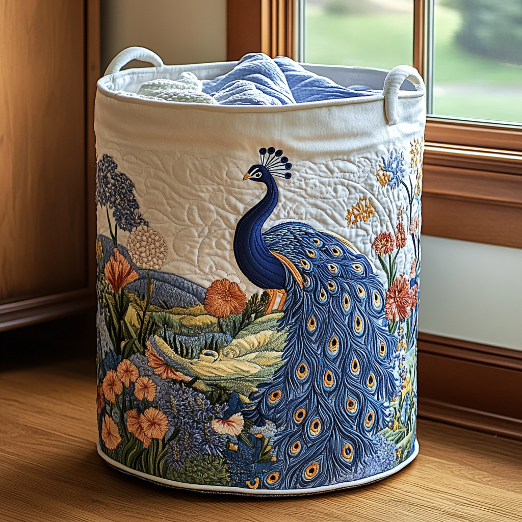 Peacock Dream Quilted Laundry Basket Fall Merch Pick