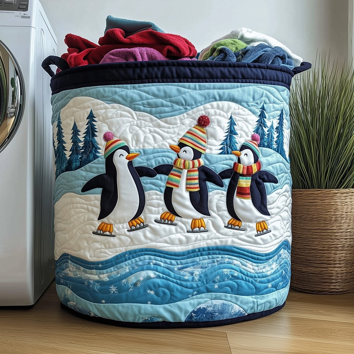 Penguin Heaven Quilted Laundry Basket Merch For Couples